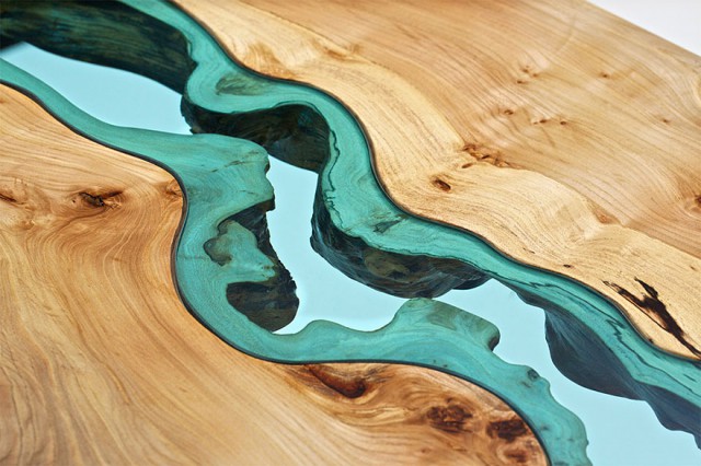 The glass wood river table
