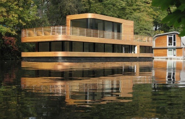 Modern Wooden Houseboat