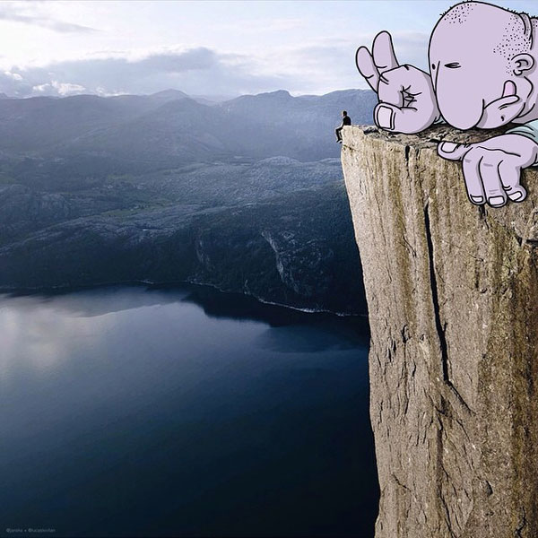 Illustrator adds characters to random Instagram photos