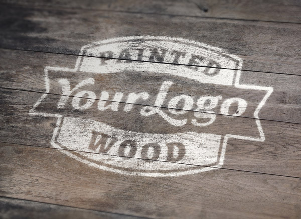Painted Wood Logo Mockup