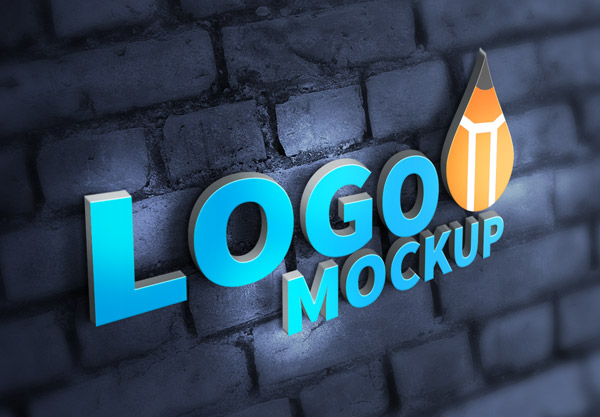 Realistic 3D Logo Mockup PSD