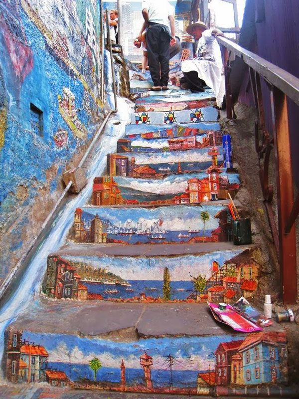 Street art on stairs: 15 beautiful examples