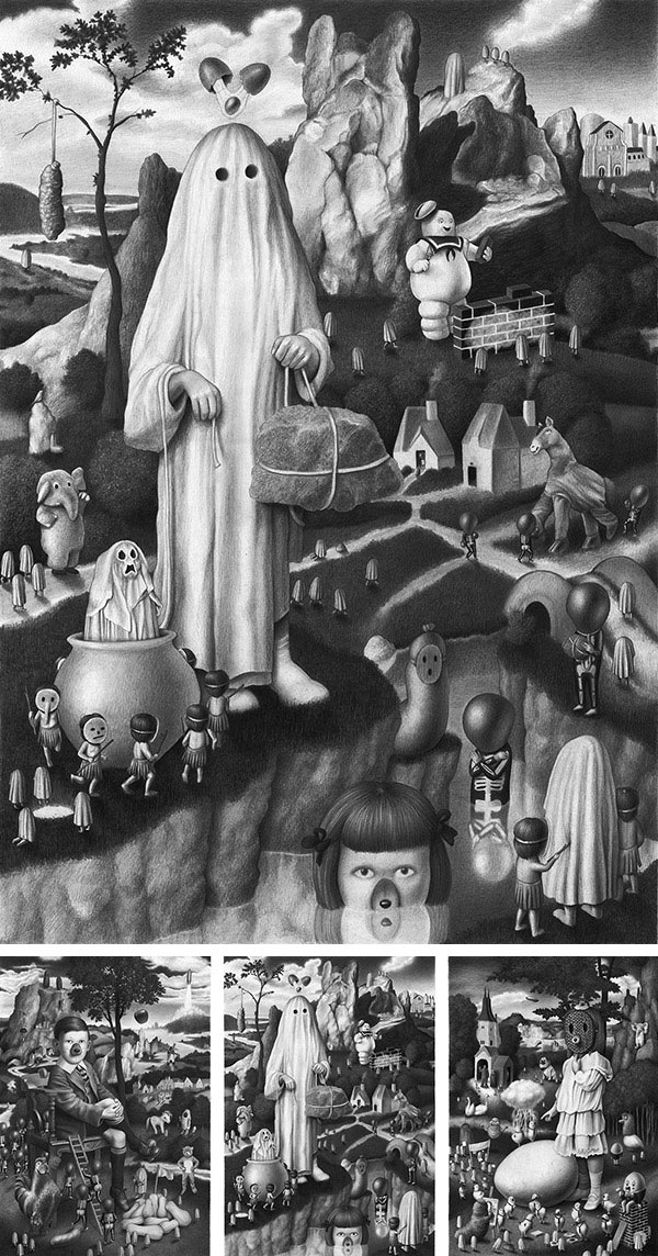 Amandine Urruty creates bizarre worlds and characters in black and white