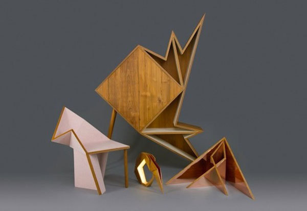 Wooden furniture that ressembles origami