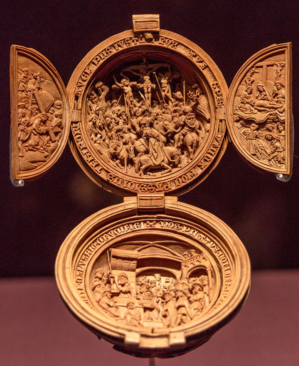 A 16th century prayer nut with incredibly detailed scenes