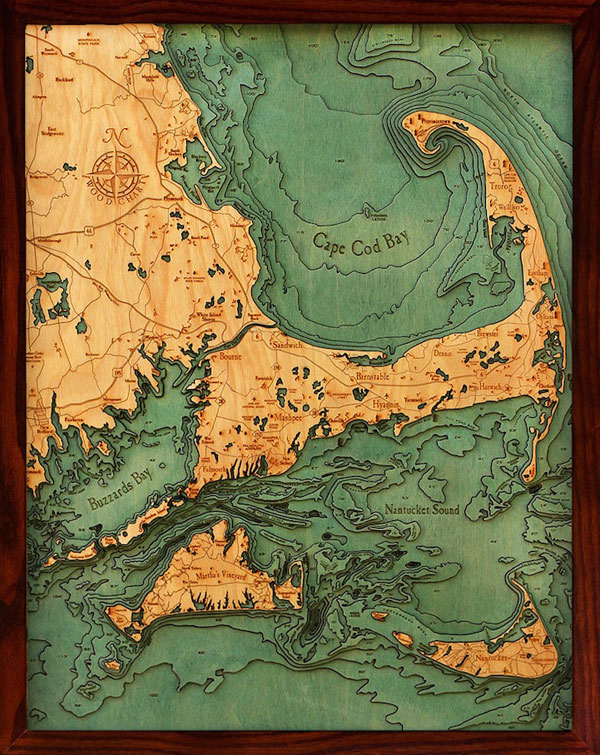 Hidden underwater world revealed with 3D laser cut wood maps