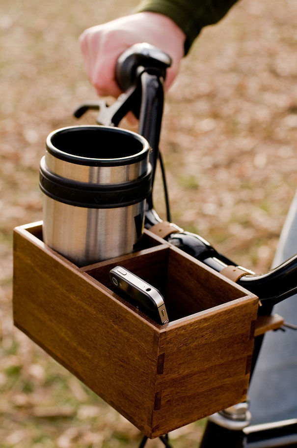 Hardwood bike basket