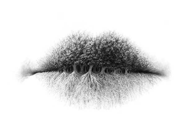 Surreal drawings of lips by Christo Dagorov