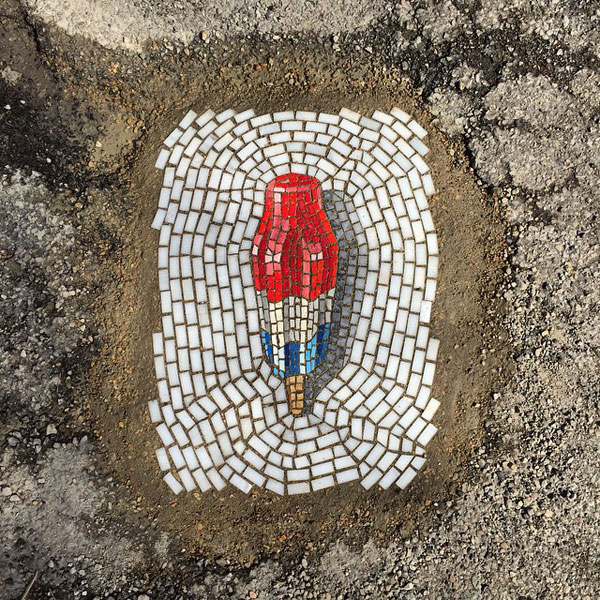 Jim Bachor fixes Chicago’s potholes with mosaics of ice-creams