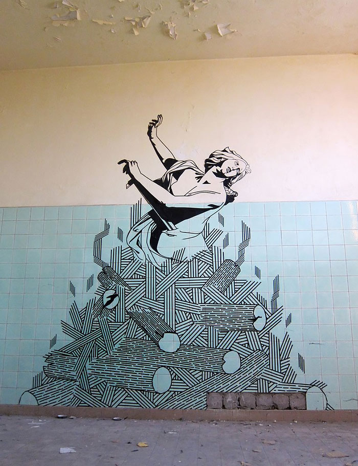 Street art made with tape