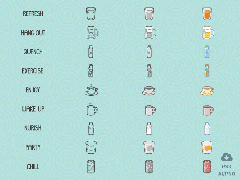 Drinks & Lifestyle Icon Set