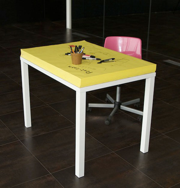 This giant post-it desk is just perfect for designers