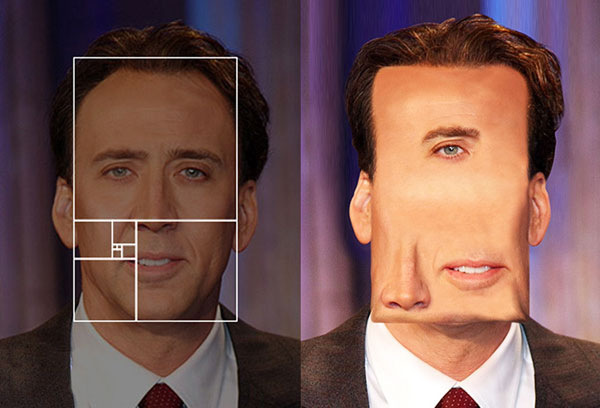 Celebrities portraits photoshopped to respect the golden ratio