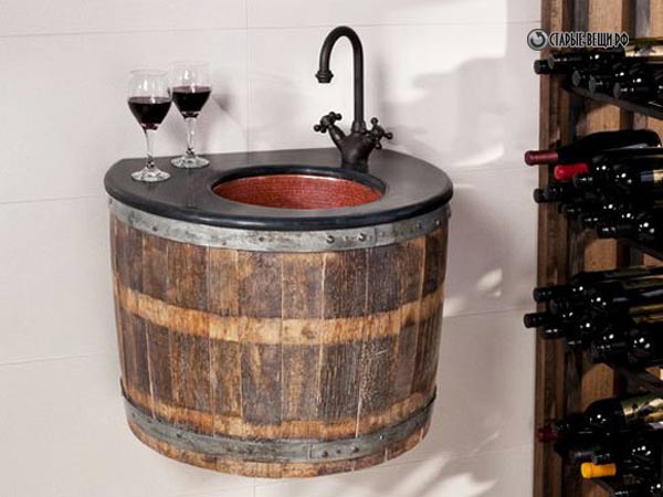 Wine barrel sink