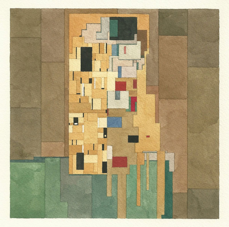 World famous artworks turned into 8-bit watercolors