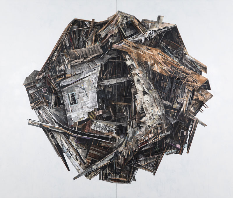 Seth Clark creates collages of deteriorating architecture