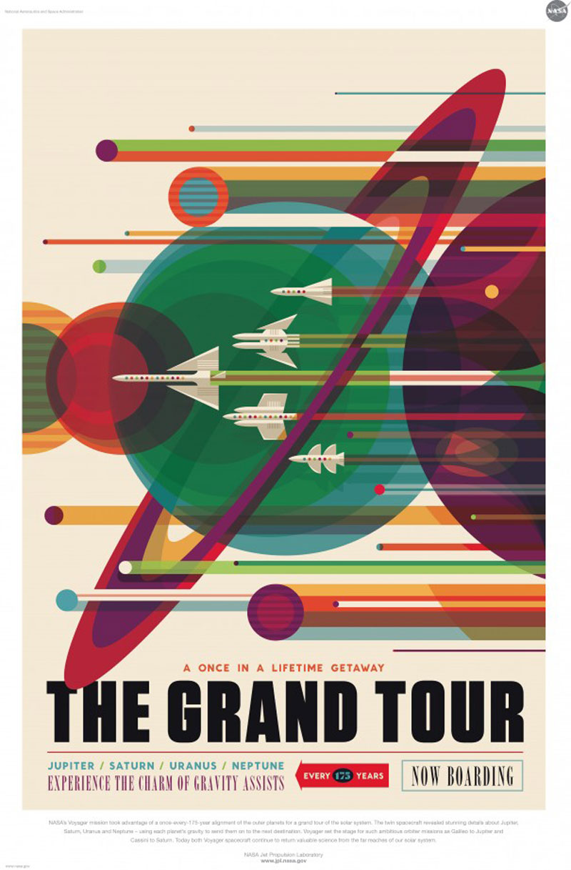 Vintage style space travel posters released by NASA