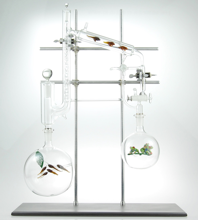 Intricate hand-blown glass aquariums