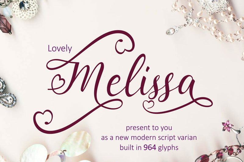 Lovely Melissa, a Modern Script Font Including 964 glyphs – only $7