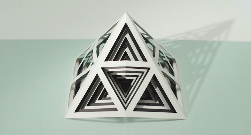 A pop-up book filled with geometric sculptures