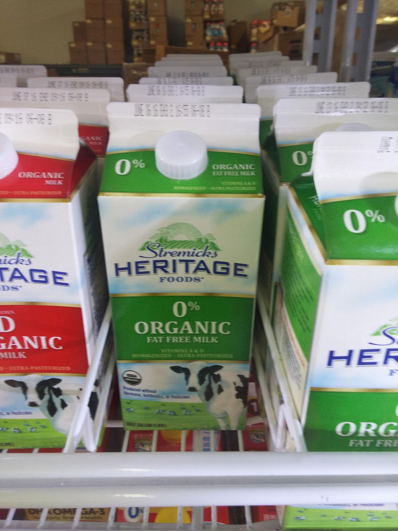 100% non-organic milk packaging
