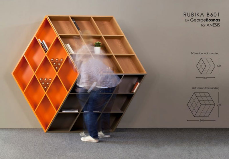 Rubika B601, a bookcase inspired by a Rubik’s Cube