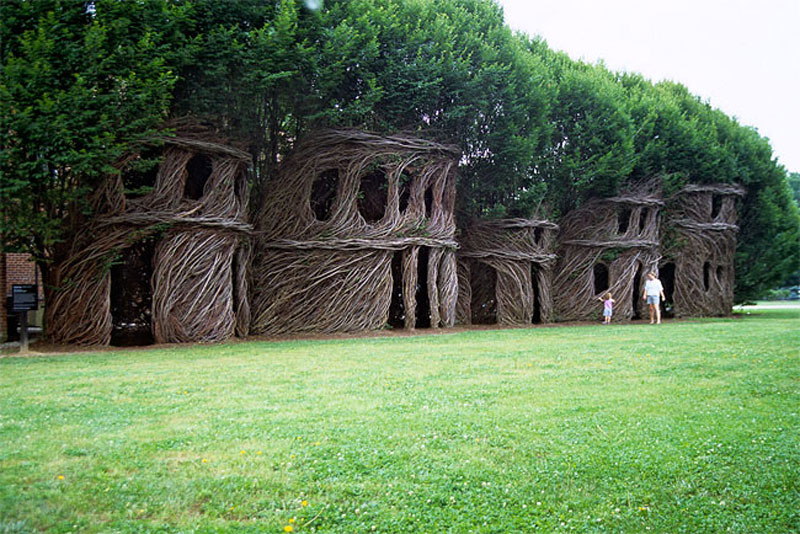 Nest houses made of living trees by Patrick Dougherty