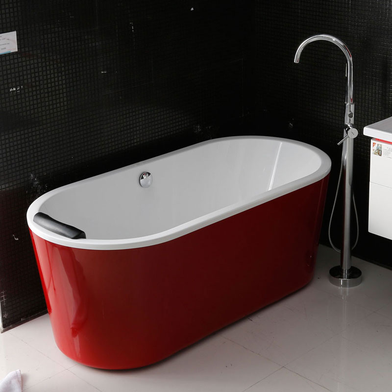 red-freestanding-bathtub