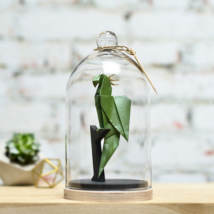 Origami animals in glass