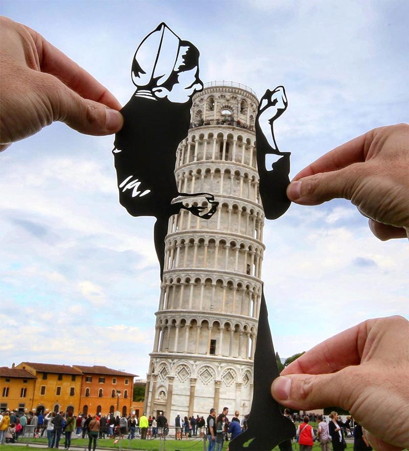 Paperboyo transforms famous landmarks using paper cutouts