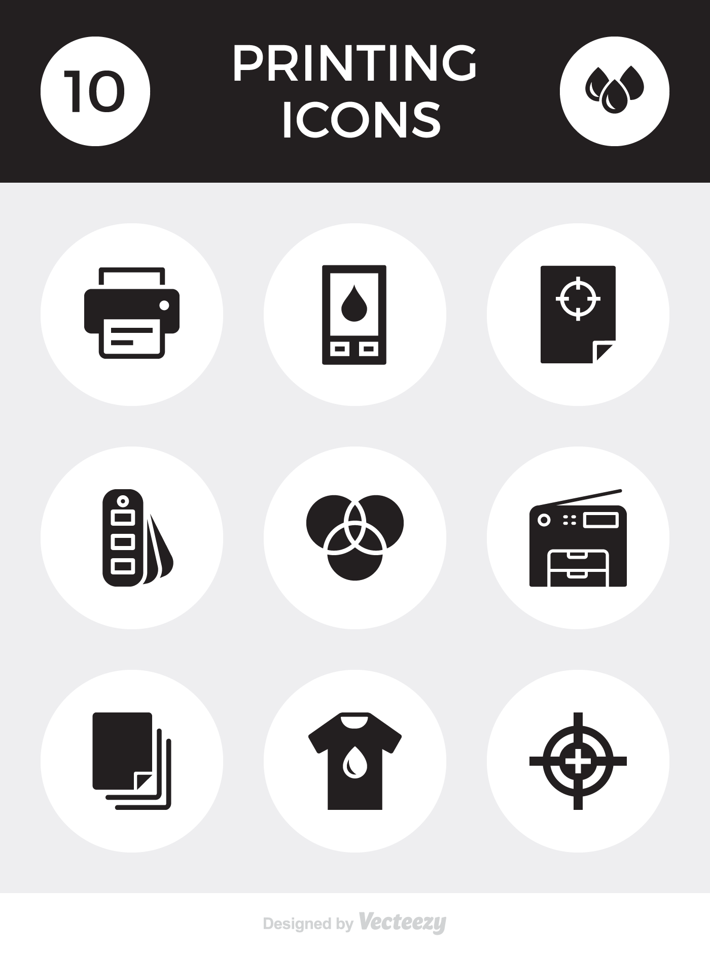 Freebie: 10 printing icons by Vecteezy