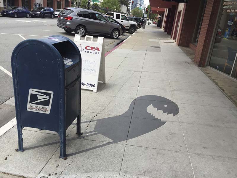 Street art made of fake shadows