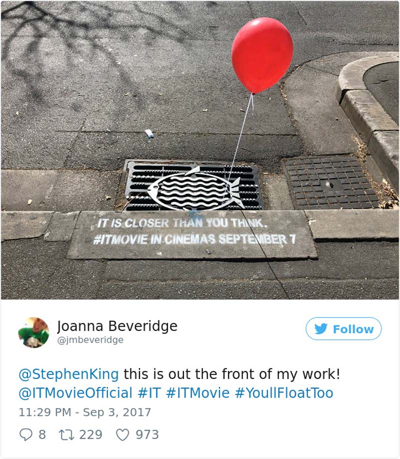 Creepy and brilliant street marketing campaign for the movie IT