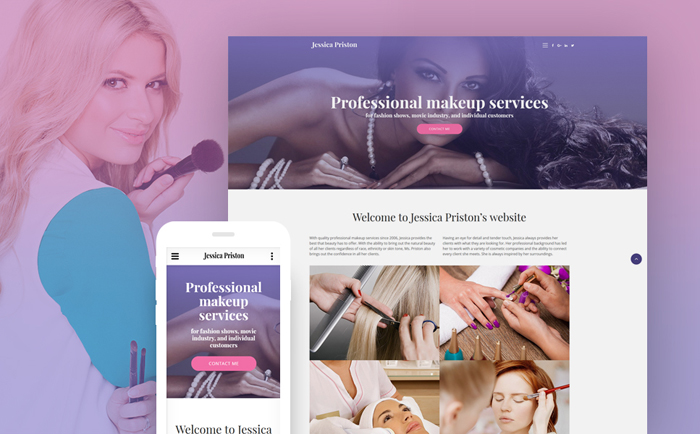Jessica Priston - Makeup Services Responsive Multipage Website Template