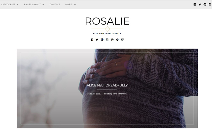 Rosalie Blogger WordPress Theme