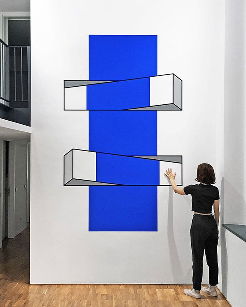 Colorful 3D Illusions created using Tape