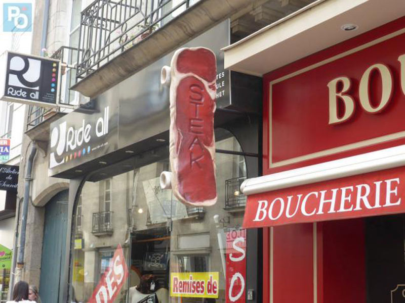 Skate or Eat Steak, a Creative Signboard in Nantes, France