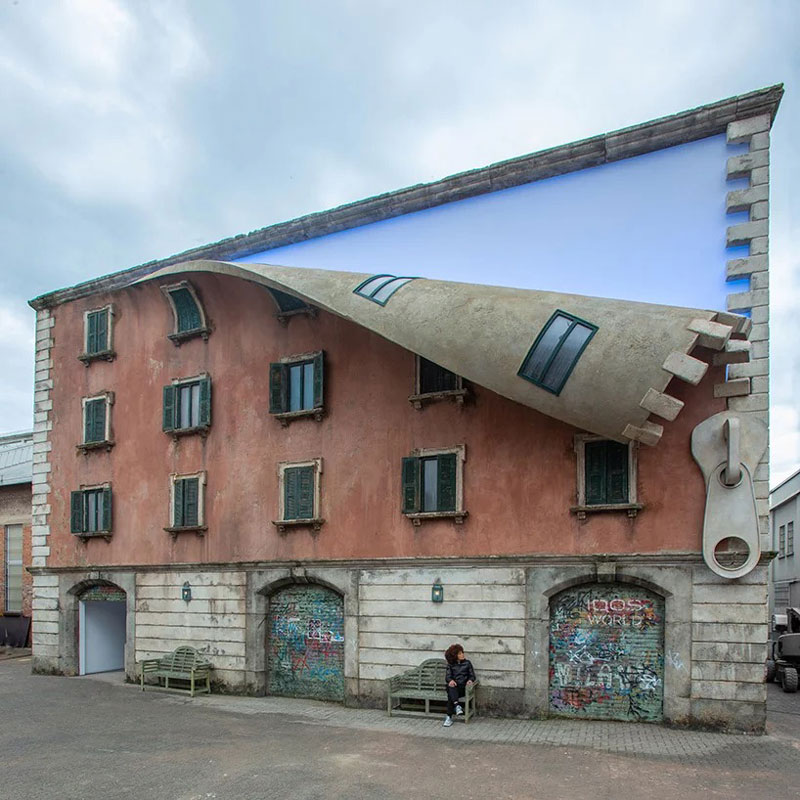 A Building Unzipped by Alex Chinneck at Milan Design Week