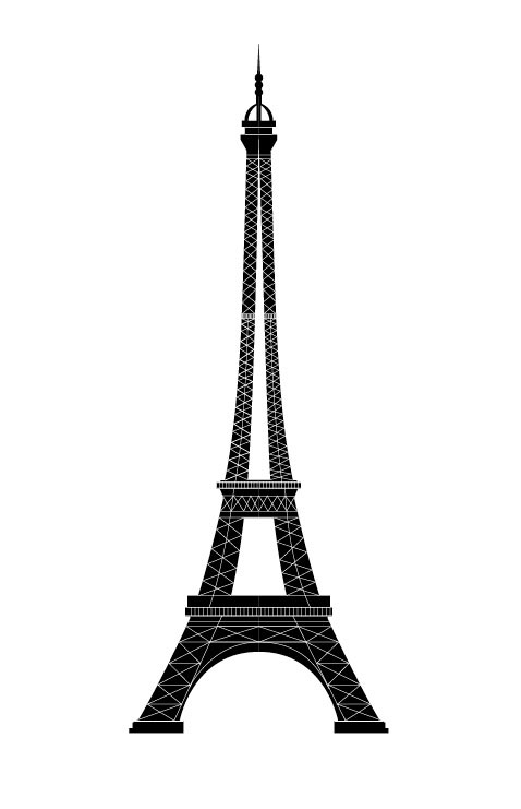 eiffel tower icon over white background, silhouette style, vector