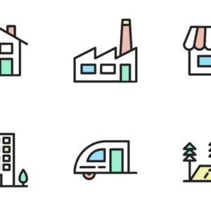 Vector houses and buildings icons
