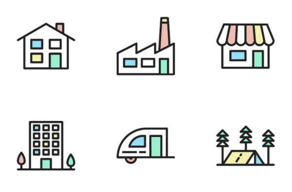 Vector houses and buildings icons