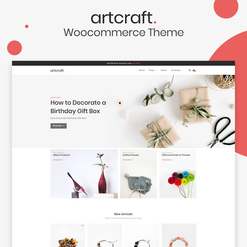 Artcraft - Handmade ECommerce Clean Elementor WooCommerce Theme