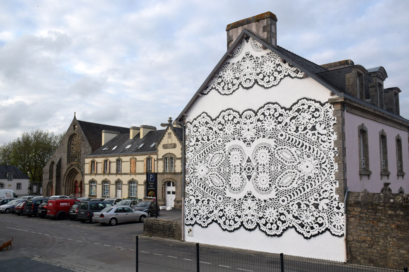 Street Artist NeSpoon Creates Gigantic Lace Pattern Art