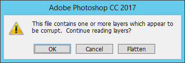 Photoshop CC Corrupted Files