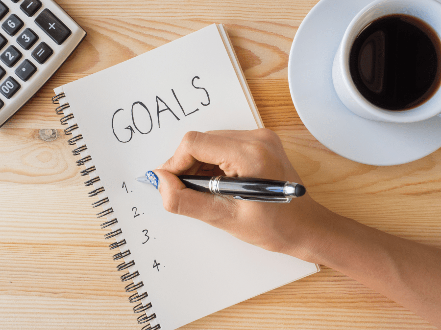 A person prioritizing goals.