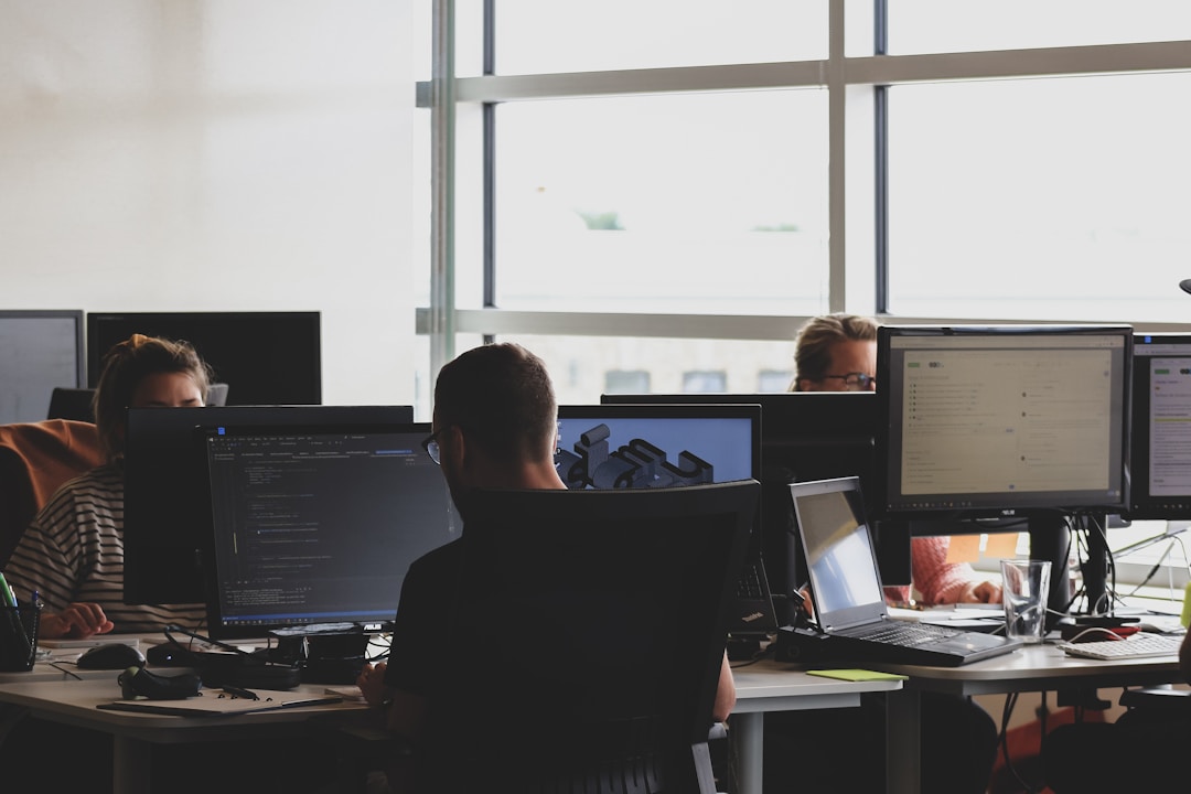 Corporate office with computers that have HIPAA fax software