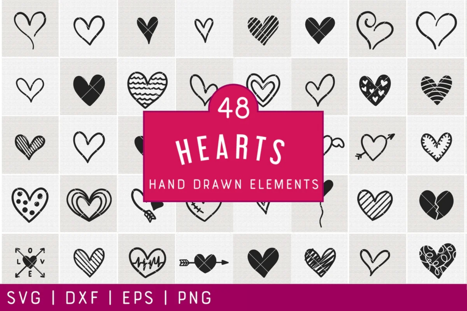 Heart doodles vector pack